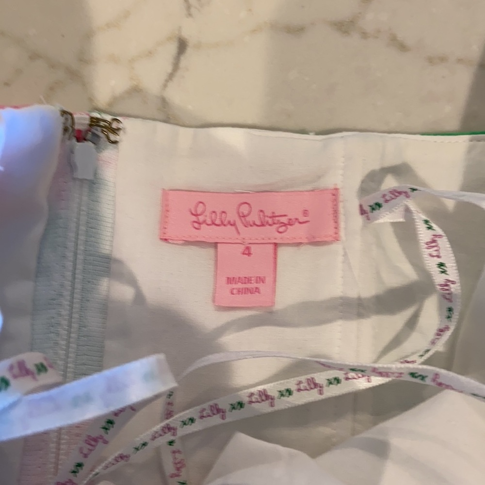 Lily Pulitzer Strapless Dress Pink & Green Size 4 - Picture 3 of 5